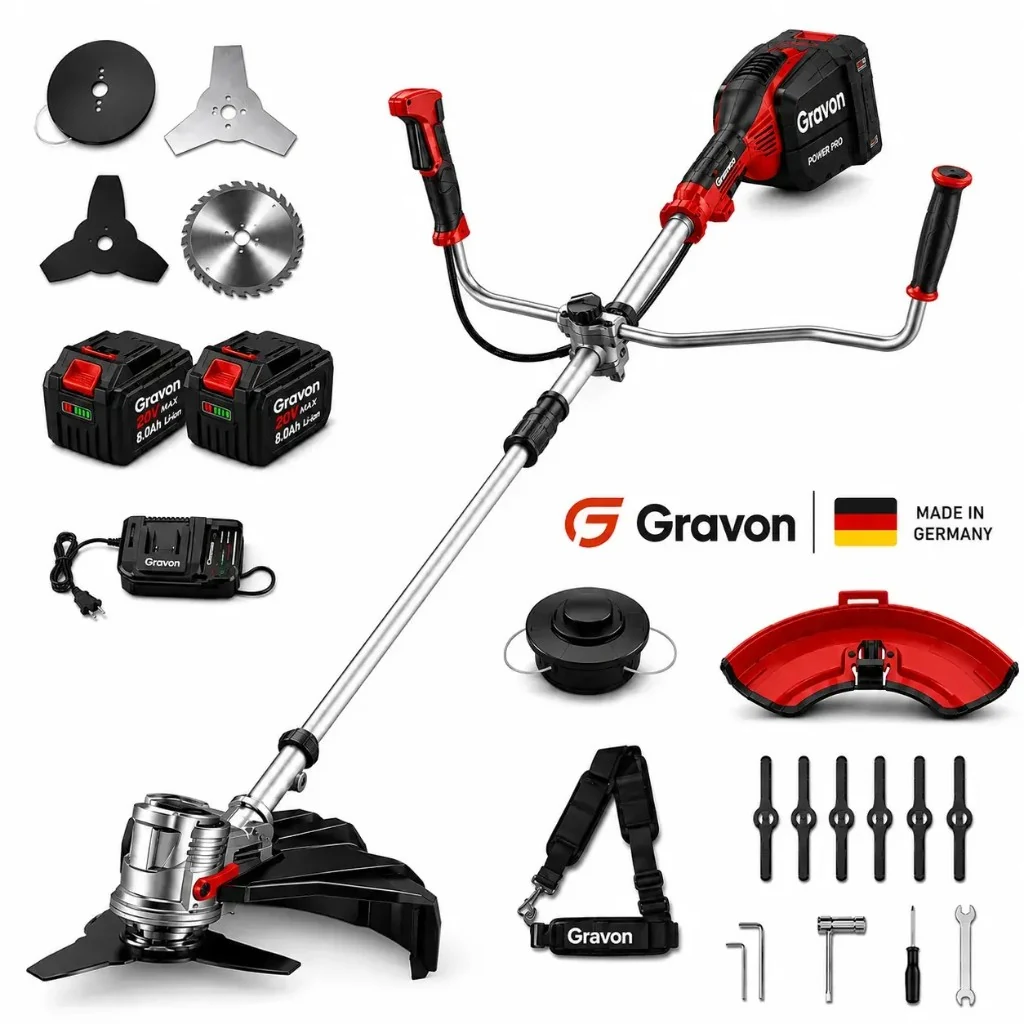 Kit completo decespugliatore Gravon con batterie e lame